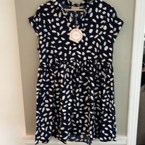 Umgee Dalmatian print babydoll dress with cap sleeves